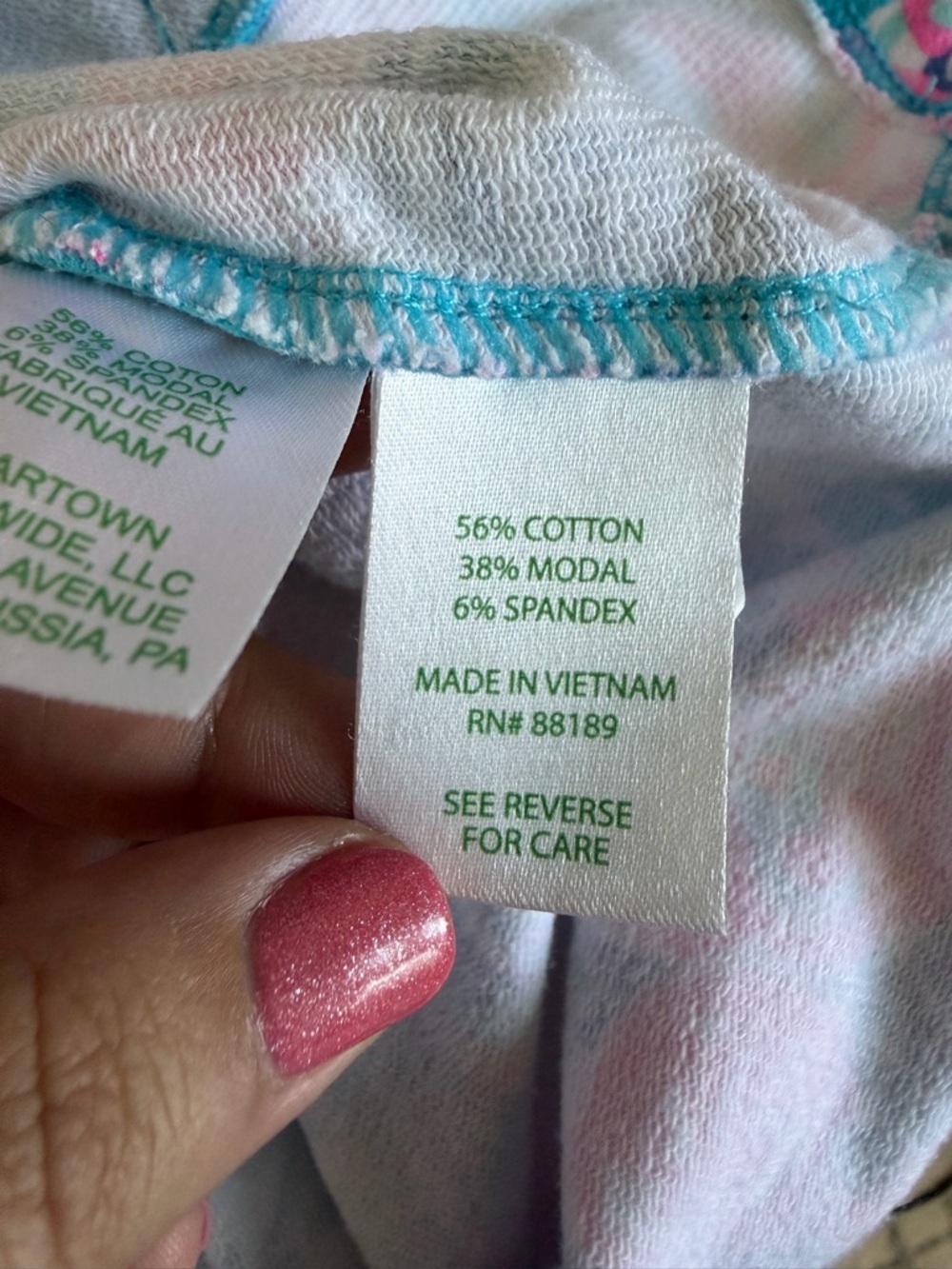 Lilly Pulitzer UPF 50+ Skipper Popover Pink Coral and Aqua Shell-Print - Picture 9 of 9